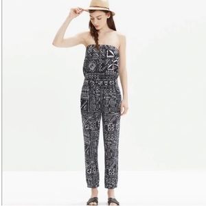 Madewell Kingston Aztec Jumpsuit Strapless Romper